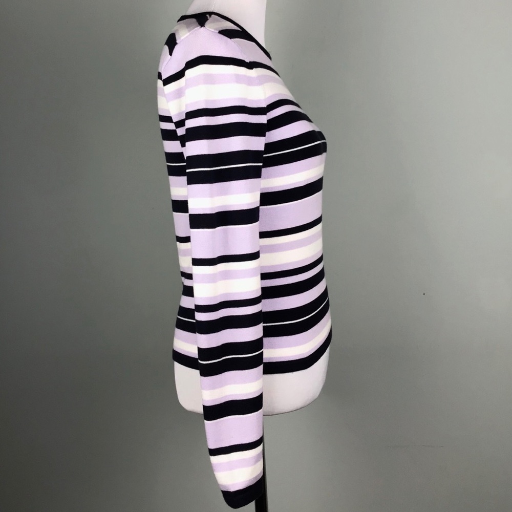 Michael Kors Purple Blue White Striped Sweater - Picture 2 of 6